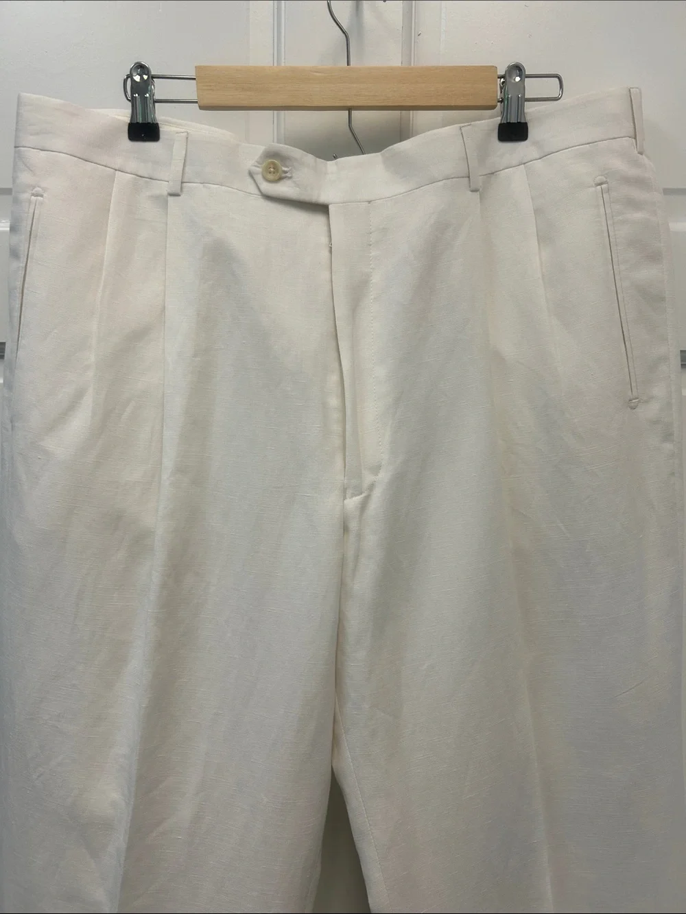 NWT Paul Fredrick White Linen Blend Pleated Men’s Summer Pants Size 40